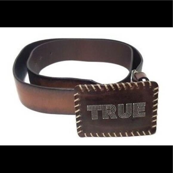 New True Religion Made in Italy Leather Belt 32 - Picture 3 of 4